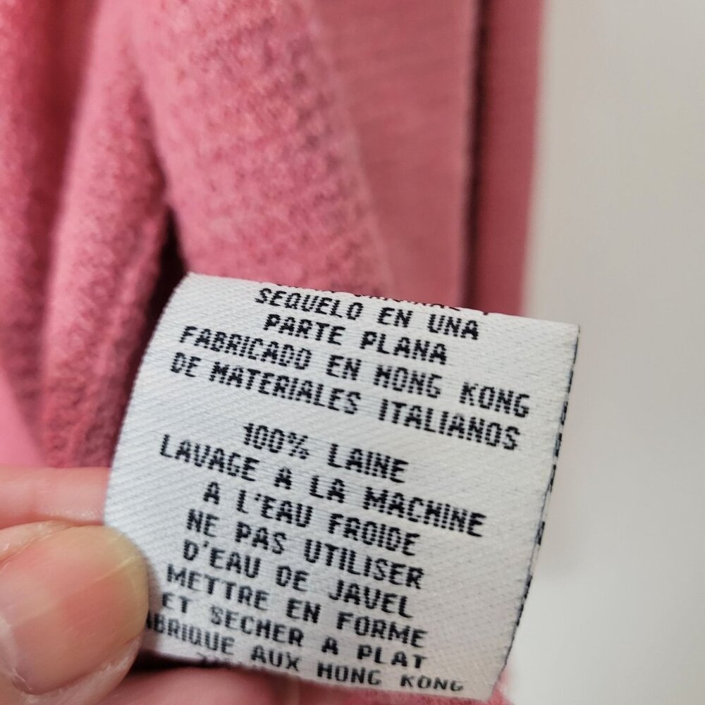 Eileen Fisher Size M 100% Wool Pink Open Front Cardigan Long Sleeves Flaw - Picture 2 of 6